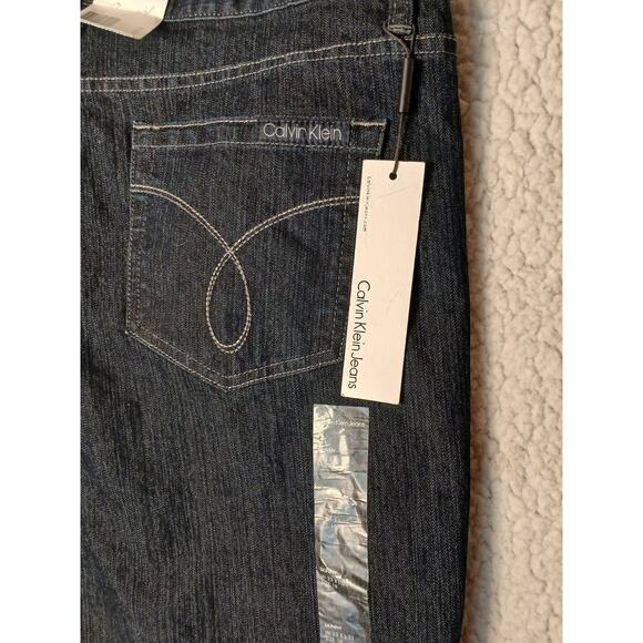 NEW Calvin Klein Jeans Women's Sz 33 16 XL Dark Blue Denim Skinny Embroidered - Picture 4 of 16